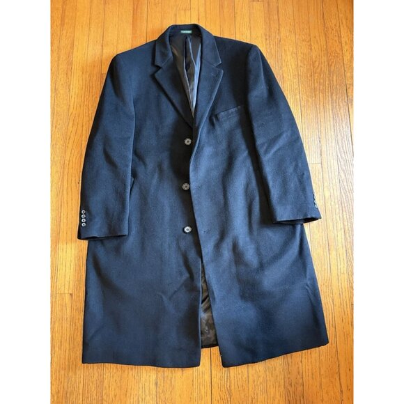 Ralph Lauren men's Columbia Classic Black Overcoat top Coat size 48R $495 - Picture 3 of 9